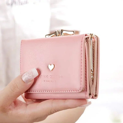Cute Folding Mini Metal Wallet and Coin Purse for Girls and Women