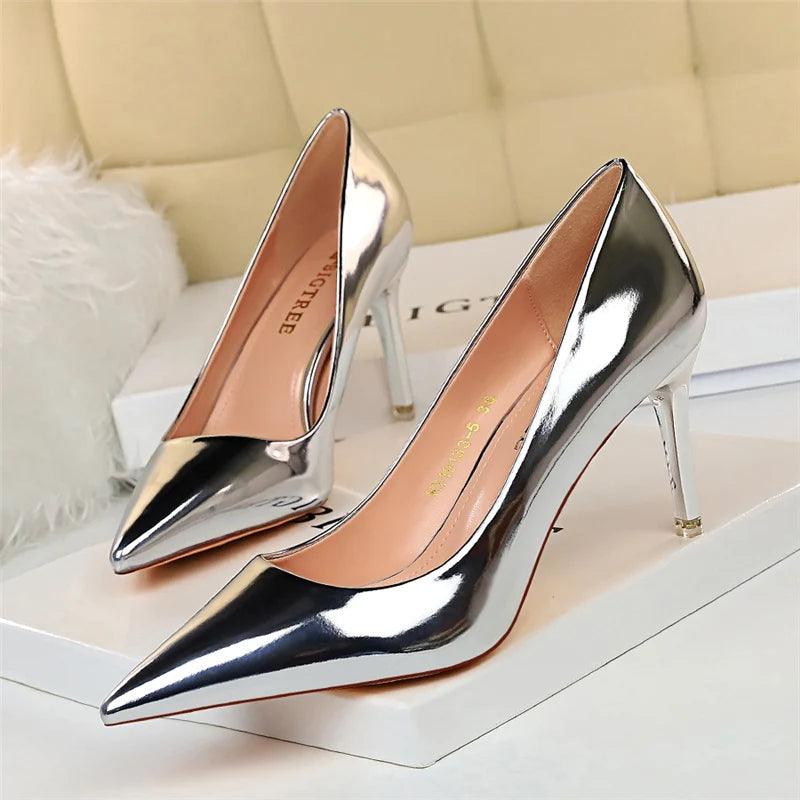 Fashion Women's Patent Leather High Heels - Perfect for Parties!