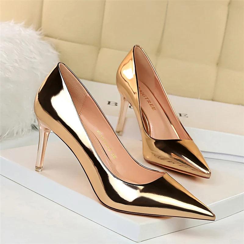 Fashion Women's Patent Leather High Heels - Perfect for Parties!