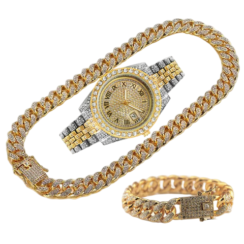 JOJO SCARLT Iced Out Watch Set – 3-Piece Bundle