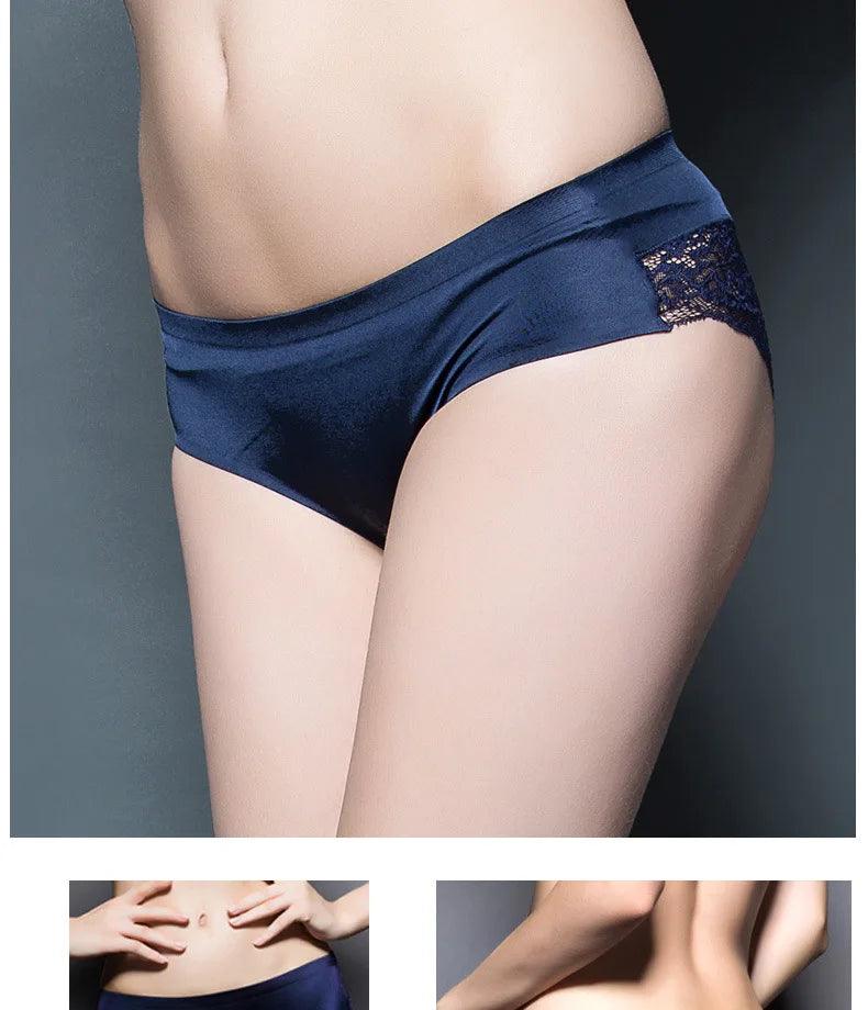 3Pcs Women's Lace Seamless Panties Set - Luxurious Mid-Rise Cotton Spandex Nylon Briefs | Carauana