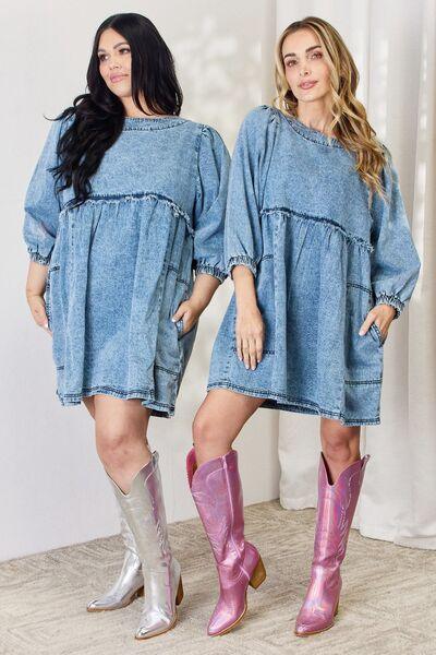 HEYSON Full Size Oversized Denim Babydoll Dress Carauana Store