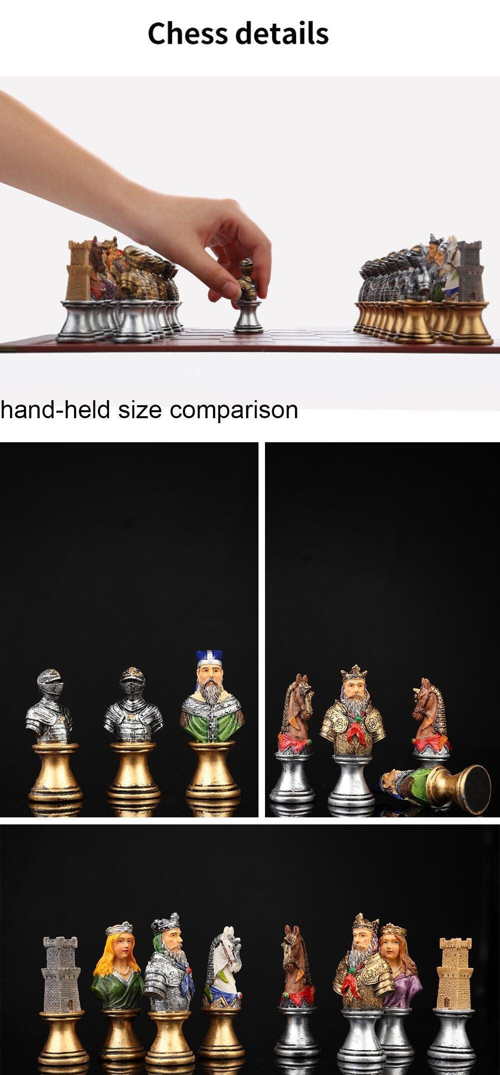 Historical Theme Resin Chess Figures 32 Painted Chess Game Gift Collection