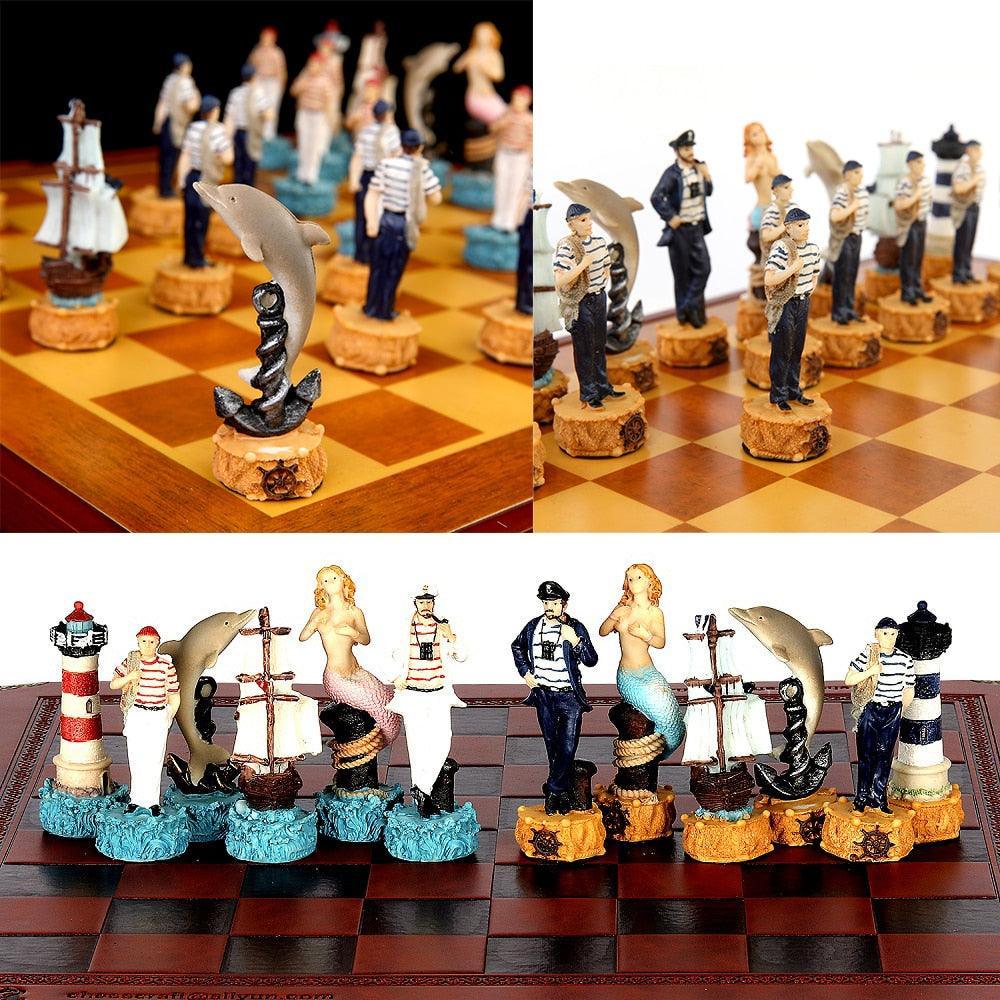 Historical Theme Resin Chess Figures 32 Painted Chess Game Gift Collection