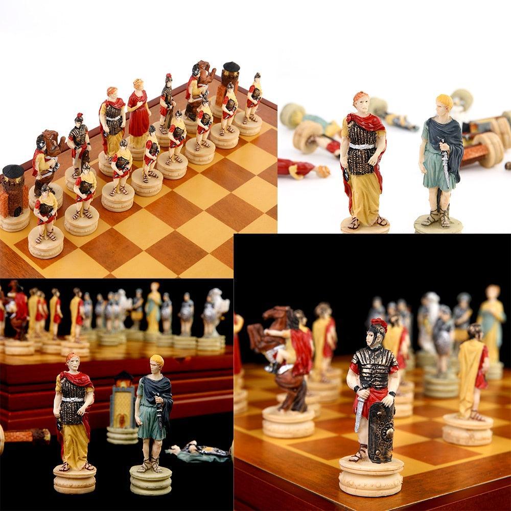 Historical Theme Resin Chess Figures 32 Painted Chess Game Gift Collection