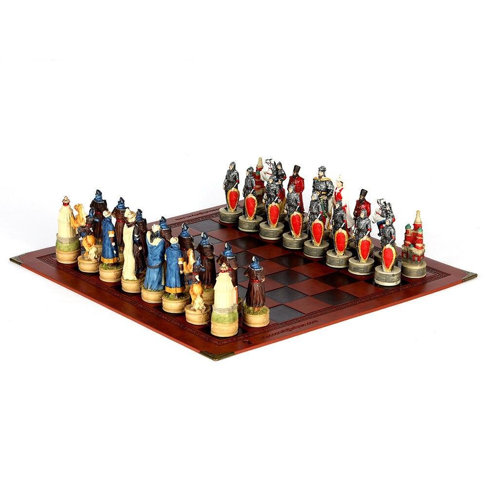 Historical Theme Resin Chess Figures 32 Painted Chess Game Gift Collection