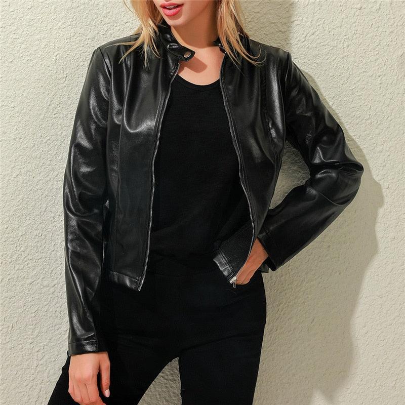 Jacket Women Coat Faux Leather