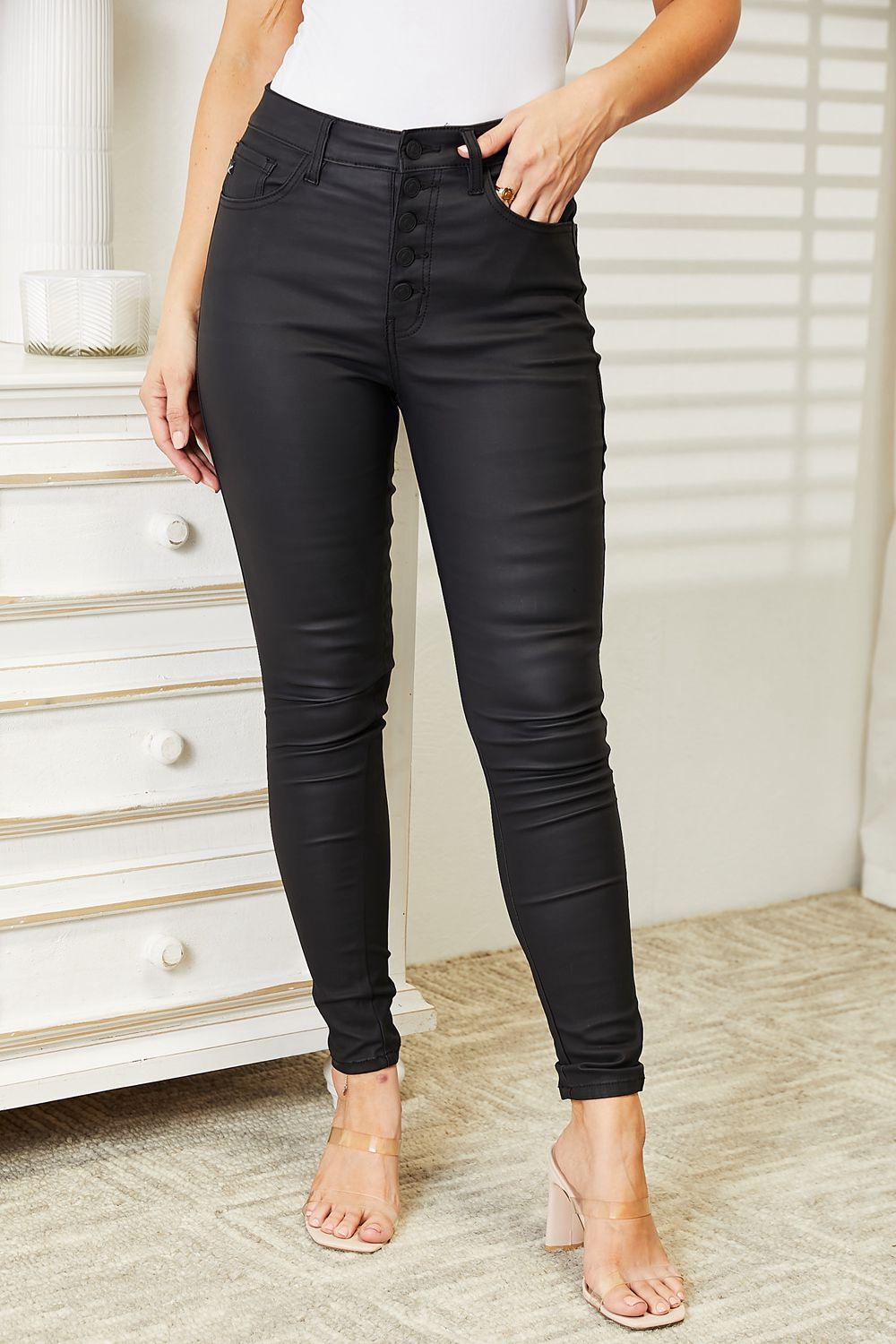 Kancan Full Size High Rise Black Coated Ankle Skinny Jeans Carauana Store