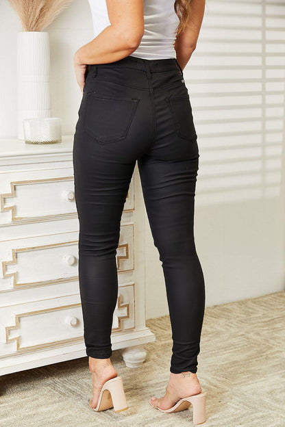 Kancan Full Size High Rise Black Coated Ankle Skinny Jeans Carauana Store