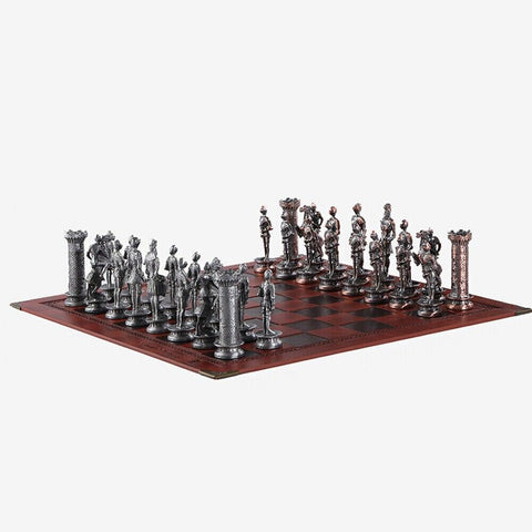 Luxury Chess  Metal Theme Leather Board