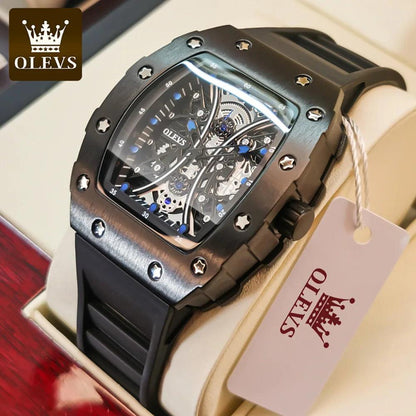 OLEVS Men's Fashion Barrel Shaped Dial Quartz Wristwatch