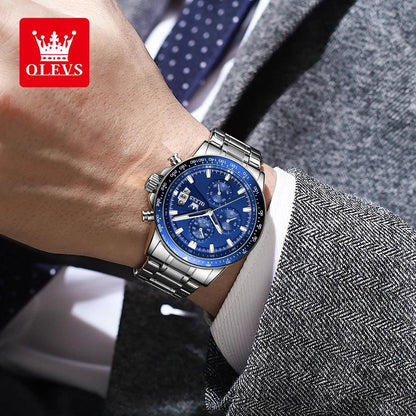 OLEVS Original Multi-function Men's Watches Chronograph Stainless Steel Waterproof Business Wristwatch Men (Exclusive Design)