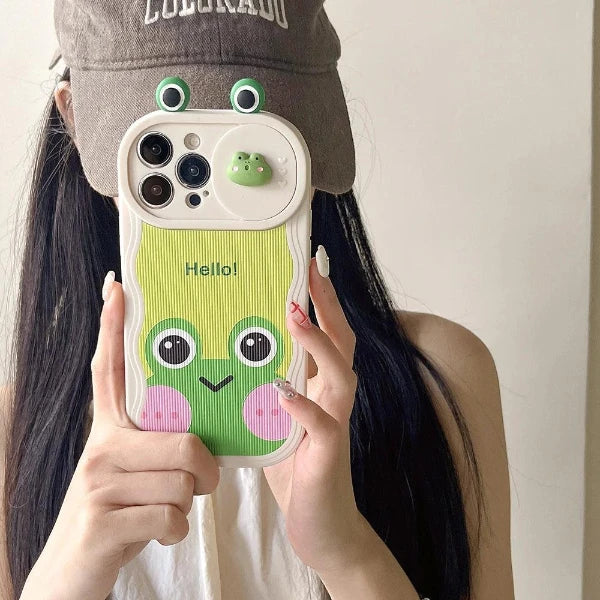 Phone Case for iPhone with Big Eyes and Big Face Frog Pattern