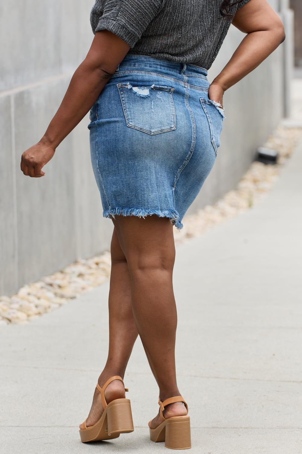 RISEN Amelia Full Size Denim Mini Skirt Carauana Store