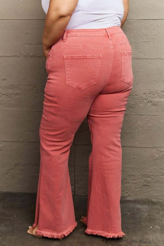 RISEN Bailey Full Size High Waist Side Slit Flare Jeans Carauana Store