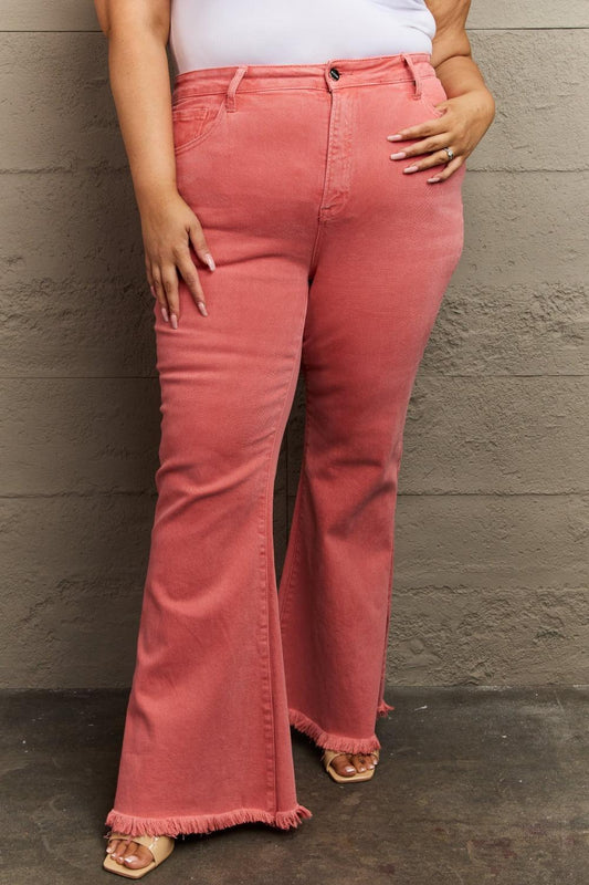 RISEN Bailey Full Size High Waist Side Slit Flare Jeans Carauana Store