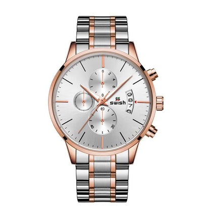 SWISH Luxury Full Steel Business Wristwatch for Male