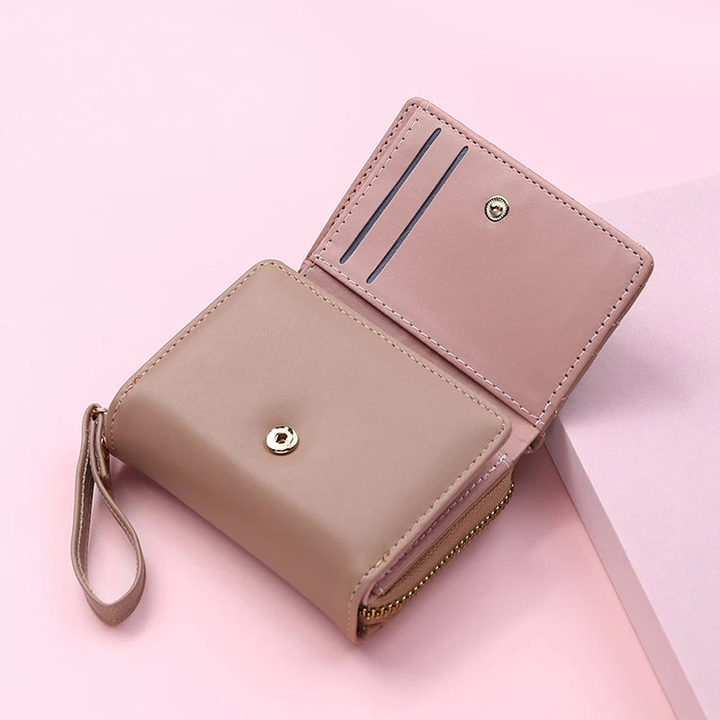 Women’s Tri-Fold Wallet – PU Leather Short Wallet