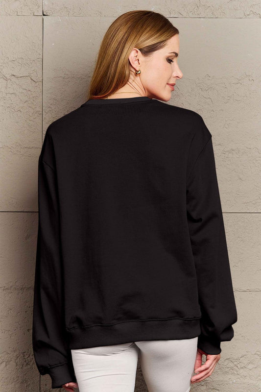 Simply Love Full Size COUNTDOWNS CHAMPAGNE RESOLUTIONS & CHEER Round Neck Sweatshirt Carauana Store