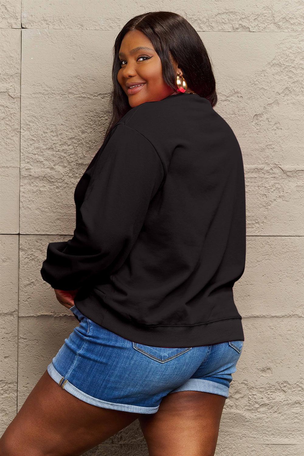 Simply Love Full Size EAT DRINK & BE THANKFUL Round Neck Sweatshirt Carauana Store