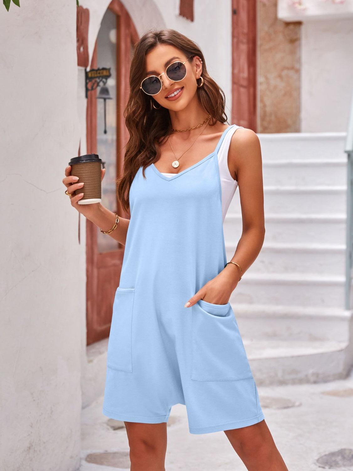 Spaghetti Strap Romper with Pockets Carauana Store
