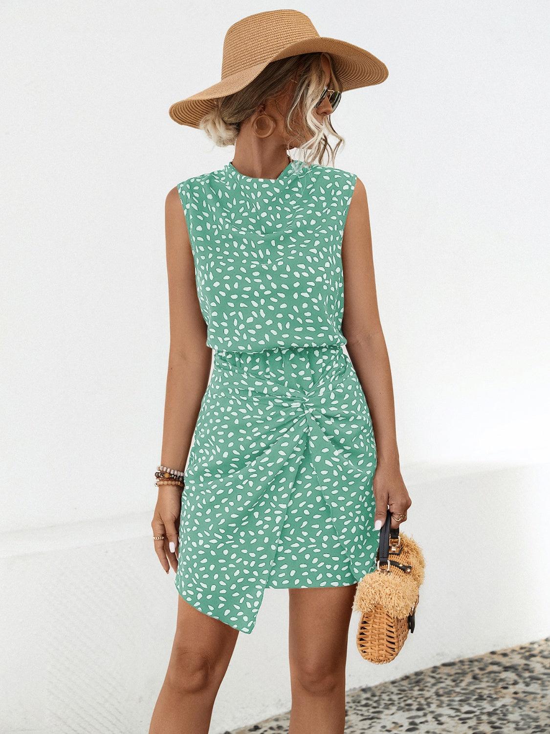 Twisted Printed Sleeveless Mini Dress Carauana Store