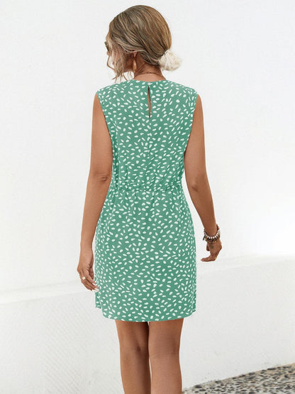 Twisted Printed Sleeveless Mini Dress Carauana Store