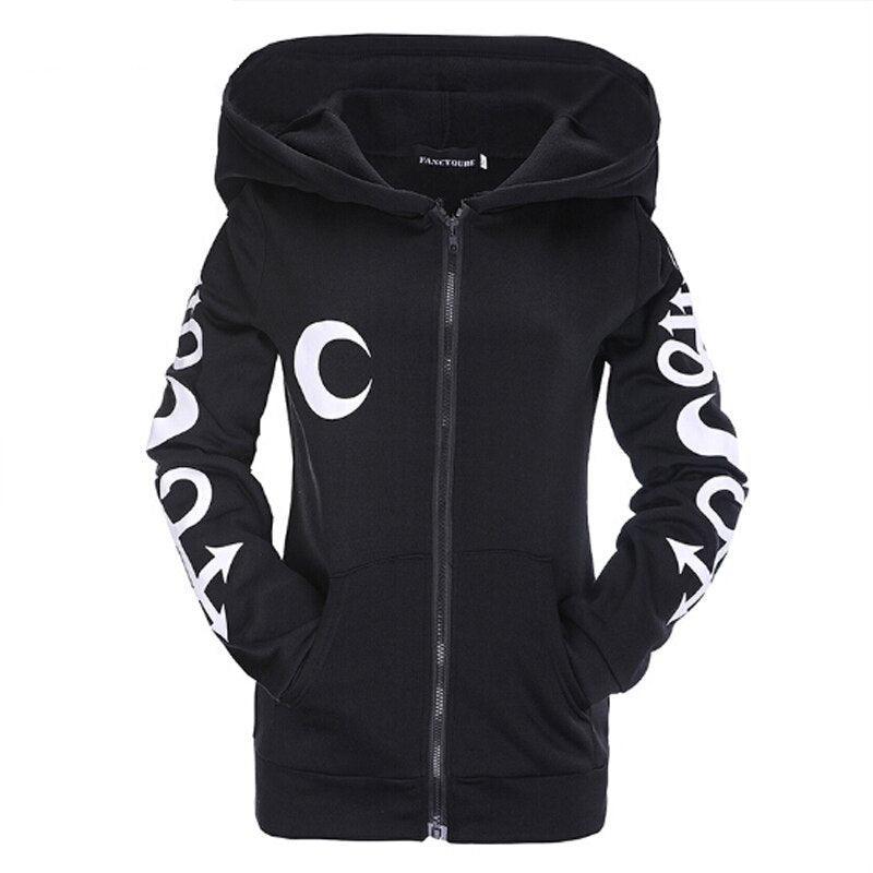 Women Hoodies Gothic Moon Letters