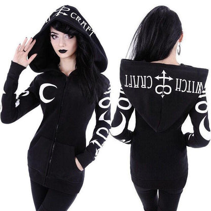 Women Hoodies Gothic Moon Letters