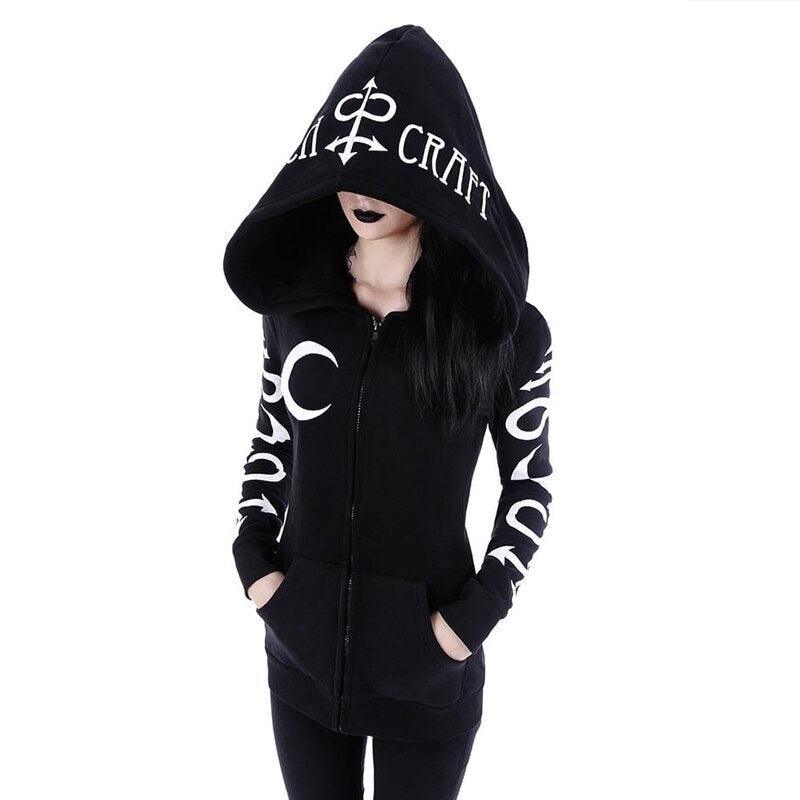 Women Hoodies Gothic Moon Letters