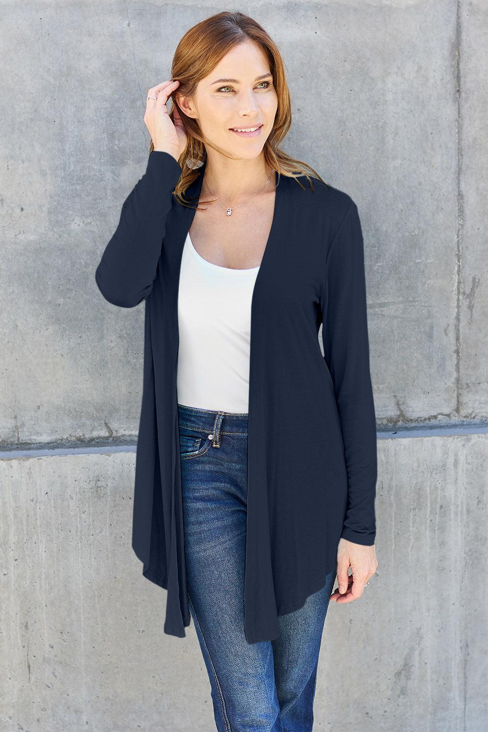 Basic Bae Full Size Open Front Long Sleeve Cardigan Carauana Store