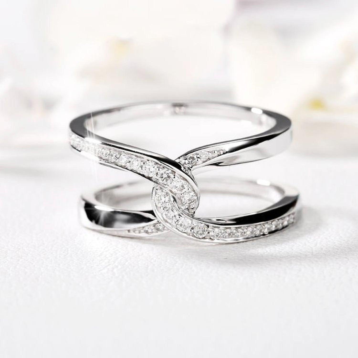 Twisted Inlaid Zircon Double-layered Ring Carauana Store