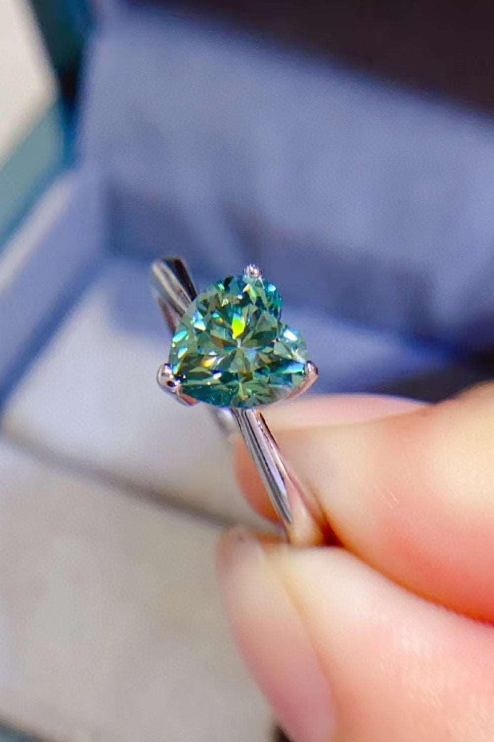 1 Carat Moissanite Heart 925 Sterling Silver Ring CaRaUaNa Fashion