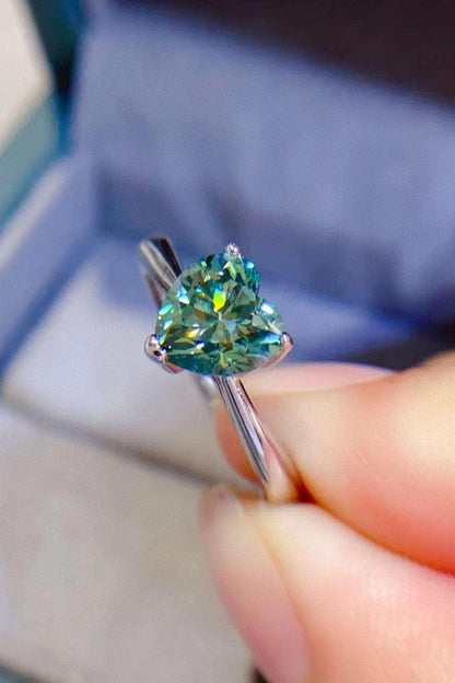 1 Carat Moissanite Heart 925 Sterling Silver Ring CaRaUaNa Fashion