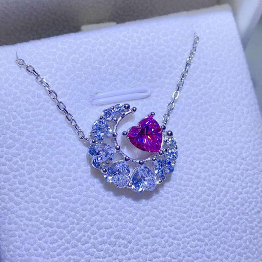 1 Carat Moissanite 925 Sterling Silver Heart Necklace Carauana Store
