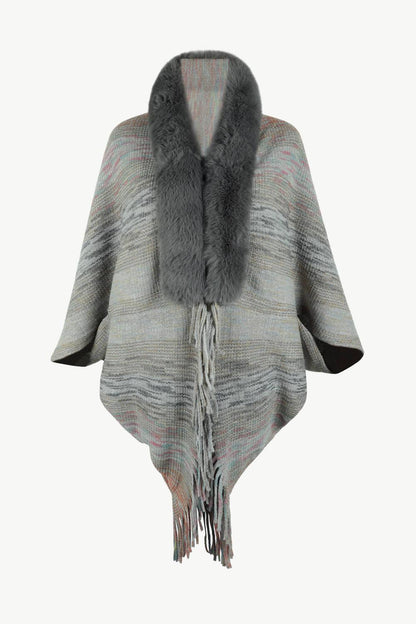 Open Front Fringe Hem Poncho Carauana Store