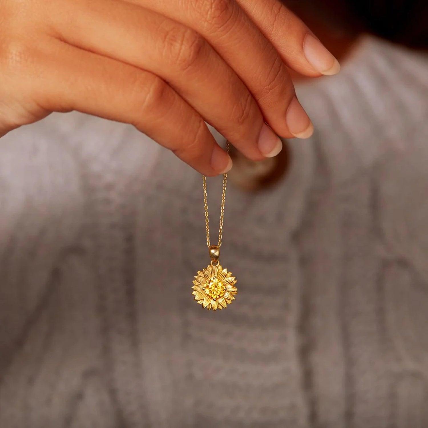 Sunflower Shape 18K Gold-Plated Pendant Necklace Carauana Store