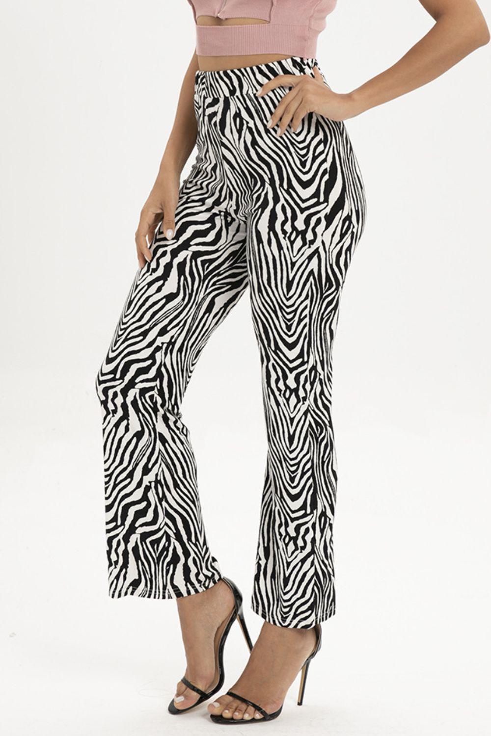 Zebra Print Straight Leg Pants CaRaUaNa Fashion