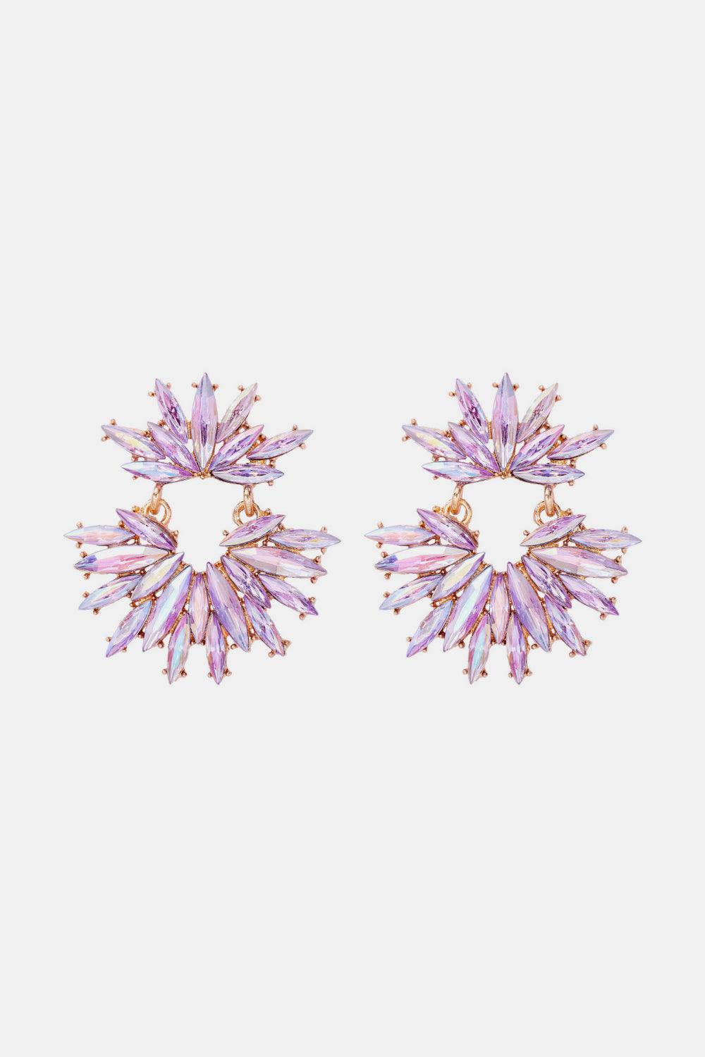 Flower Shape Glass Stone Dangle Earrings Carauana Store