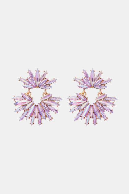 Flower Shape Glass Stone Dangle Earrings Carauana Store