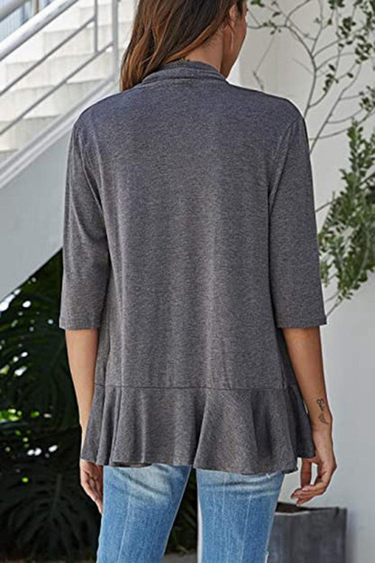 Open Front Three-Quarter Sleeve Cardigan Carauana Store