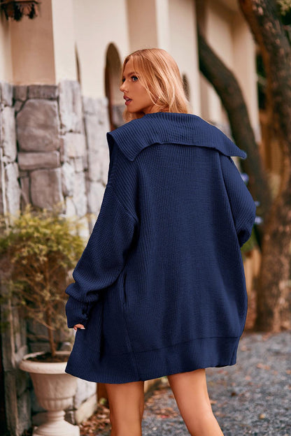 Collared Neck Button-Up Cardigan with Pockets CaRaUaNa Fashion