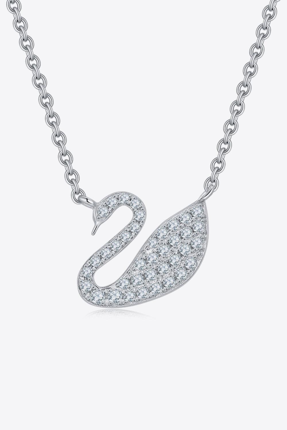 Moissanite Swan 925 Sterling Silver Necklace CaRaUaNa Fashion