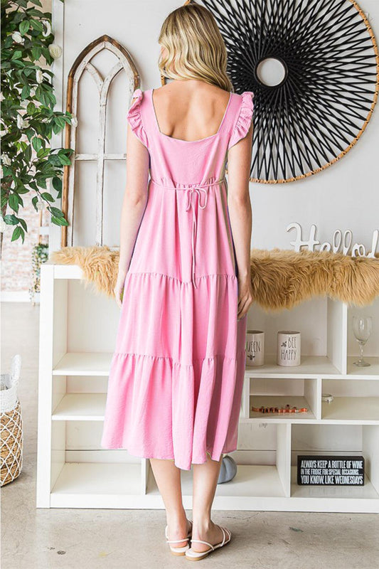 Reborn J Ruffled Sleeveless Tiered Midi Dress Carauana Store