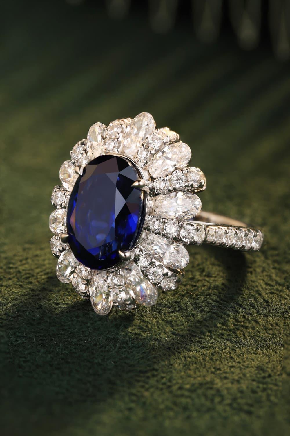 5 Carat Lab-Grown Sapphire Flower Shape Ring CaRaUaNa Fashion