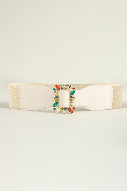 Multicolored Leaf Buckle Elastic Belt CaRaUaNa Fashion
