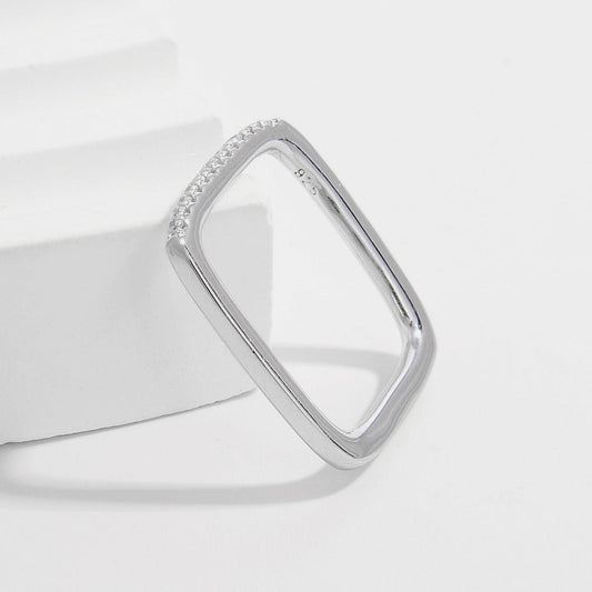 925 Sterling Silver Zircon Square Ring Carauana Store