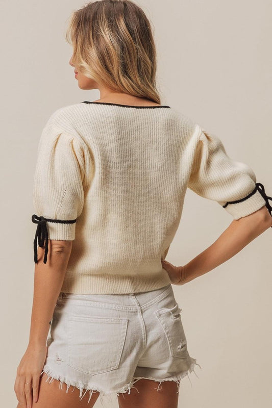 BiBi Contrast Binding Buttoned Cardigan Carauana Store