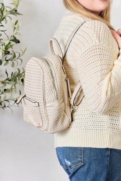 SHOMICO PU Leather Woven Backpack Carauana Store