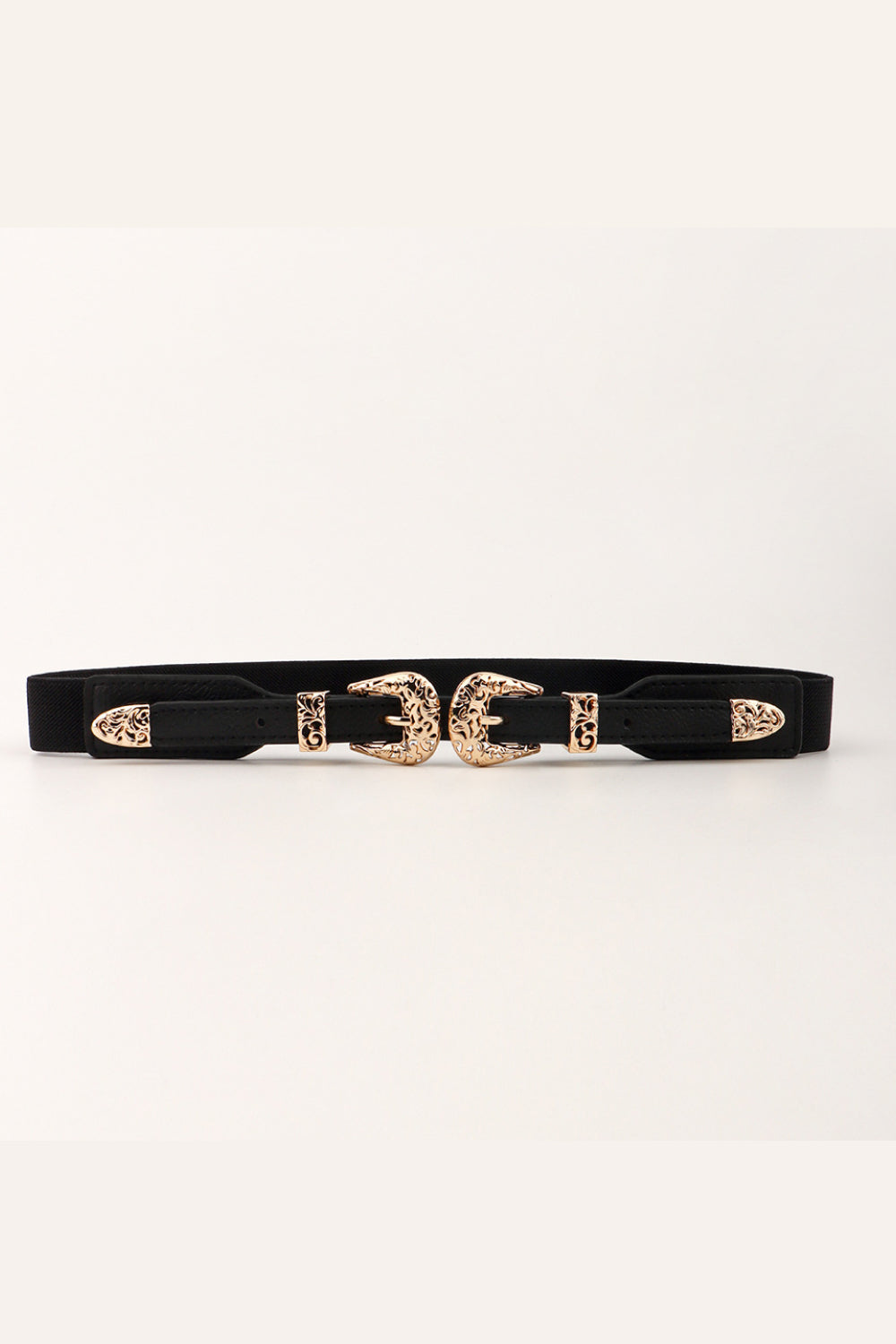 Double Buckle Elastic Belt CaRaUaNa Fashion